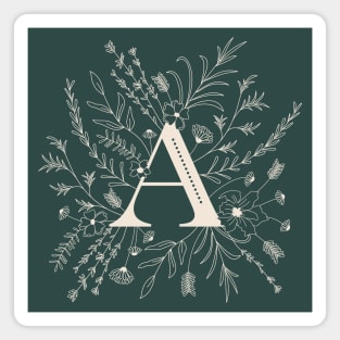 Botanical Letter A (Forest Green) Magnet